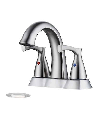 Phying 2 Handle 4 Inch Centerset Bathroom Sink Faucet with Pop-Up Drain, Brushed Nickel