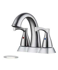 Phying 2 Handle 4 Inch Centerset Bathroom Sink Faucet with Pop-Up Drain, Brushed Nickel