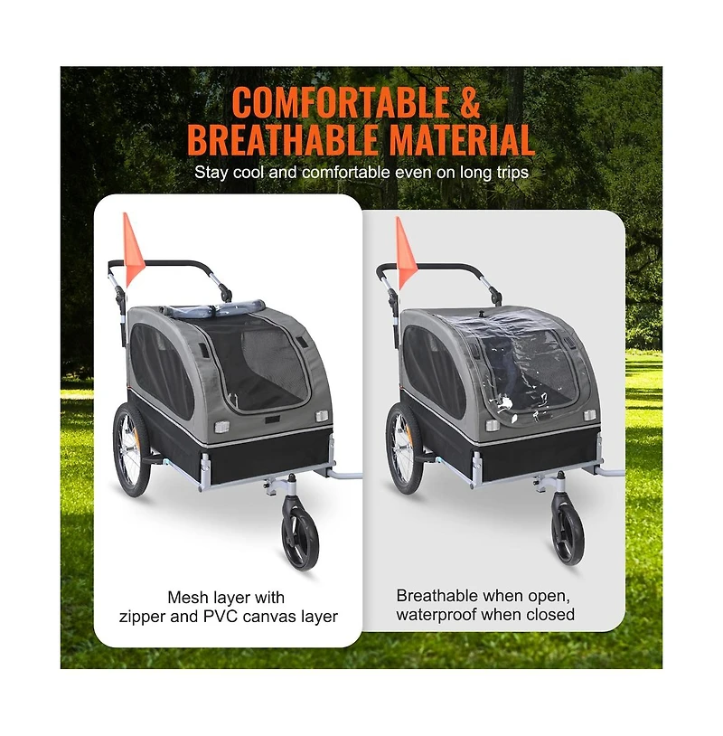 Ruie 2 in 1 Dog Bike Trailer and Pet Stroller for Pets up to 88 lbs