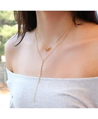 The Lovery Lariat Bezel Cz Necklace 14K Gold Plated Sterling Silver