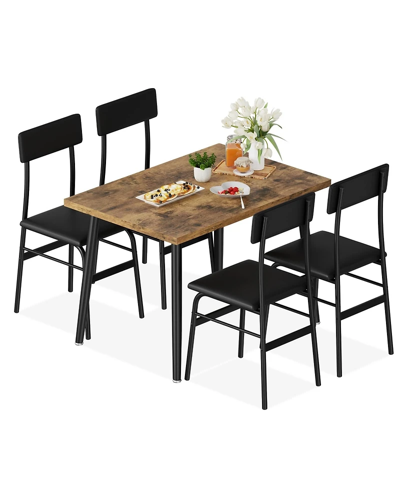 gaomon 5 Piece Space Saving Kitchen Dining Table Set for 4 with 4 Upholstered Chairs