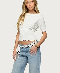 Edikted Women's Emanuelle Smocked Boat Neck Top