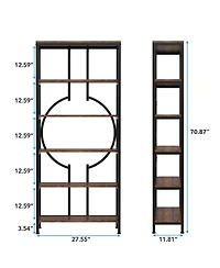 Slickblue 6 Tier Industrial Bookshelf with Open Display Storage Shelves