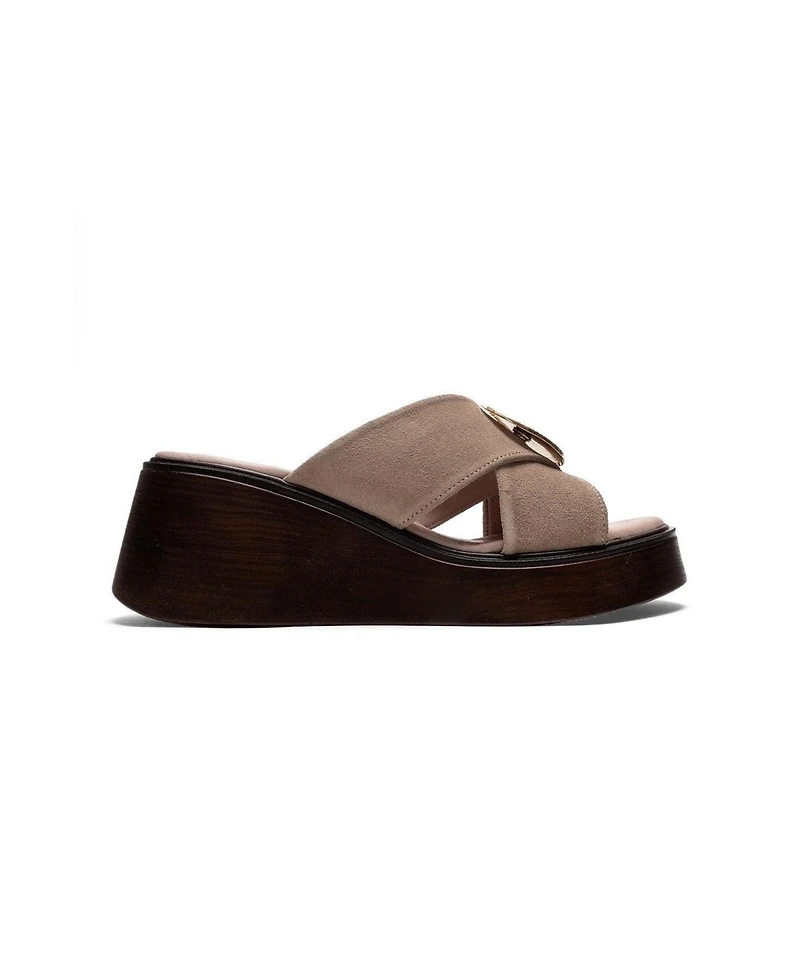 Forever & Always Shoes Women's Fianna Leather Cross Strap Platform Sandal