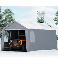 Carport Outdoor Car Canopy with Roll-Up Zipper Door - Portable Garage Kit Waterproof, Uv-Resistant for Cars, Bikes, Tools
