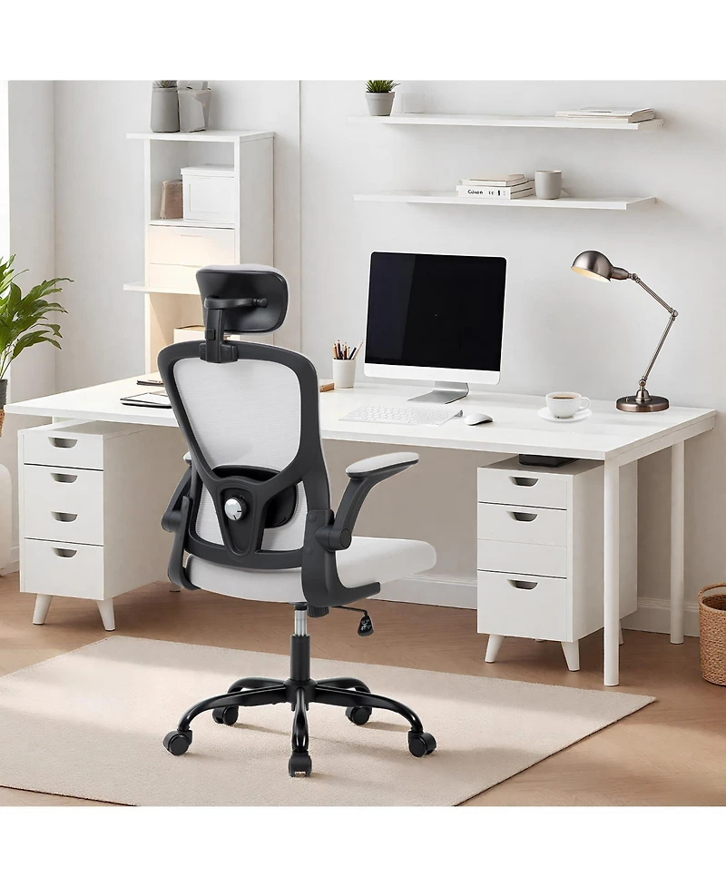 gaomon Office Computer Chair with Headrest, Mesh Home Office Chair with Adjustable Back Support and Armrest, High Ergonomic Rolling Work Chair