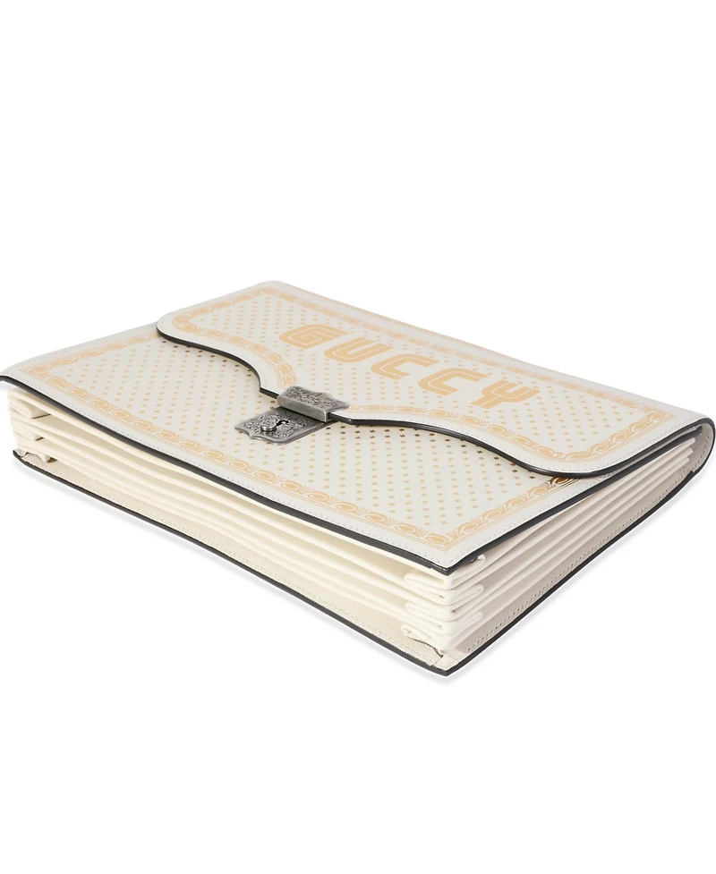 Pre-Owned Gucci x Sega Mystic White Star Printed Calfskin Guccy Portfolio Clutch
