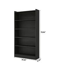 Slickblue 5 Shelf Wood Bookcase with Open Storage for Bedroom or Living Room
