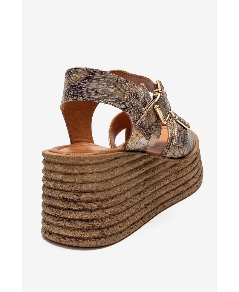 Forever & Always Shoes Women's Mirette Leather Platform Sandal