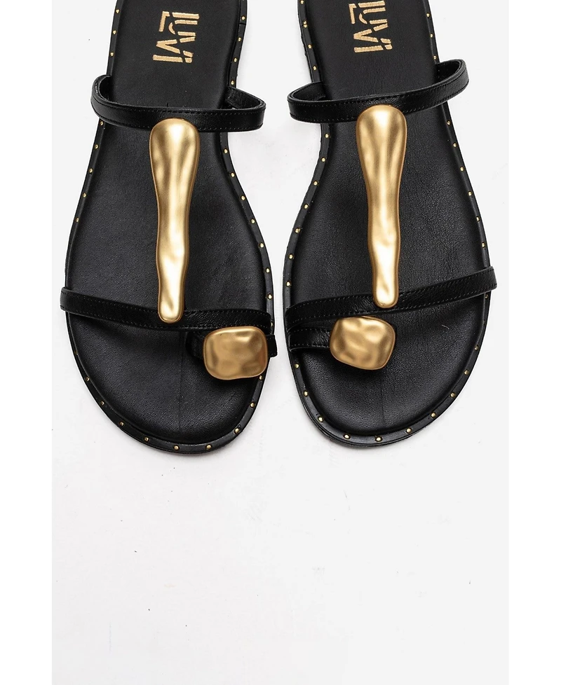 Forever & Always Shoes Women's Tessa Leather Thong Sandals