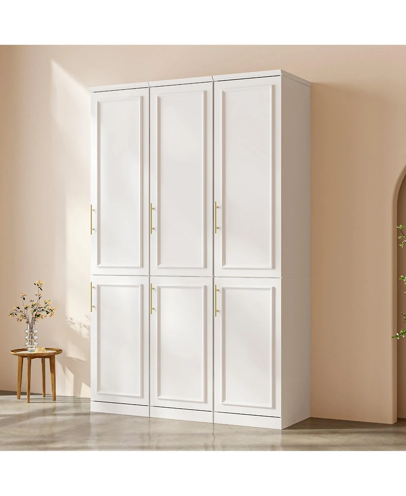 Homsee 2-Door Tall Storage Cabinet with Handles - Modern Wooden Wardrobe | Living Room Organizer | Hallway Cupboard