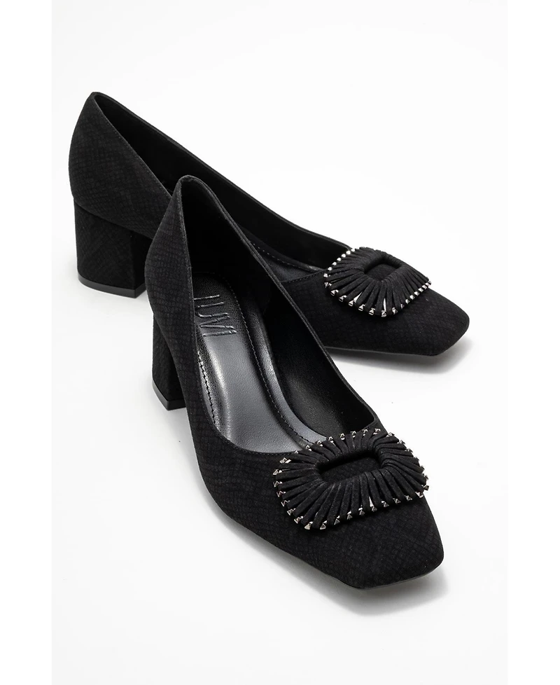 Prologue Shoes Velora Buckle Square Toe Block Heel Pump