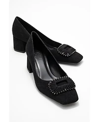 Prologue Shoes Velora Buckle Square Toe Block Heel Pump