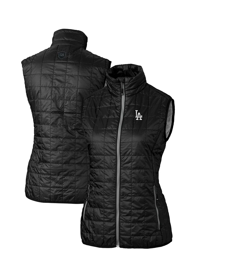 Cutter & Buck Women's Black Los Angeles Dodgers Rainier PrimaLoft Eco Full-Zip Puffer Vest