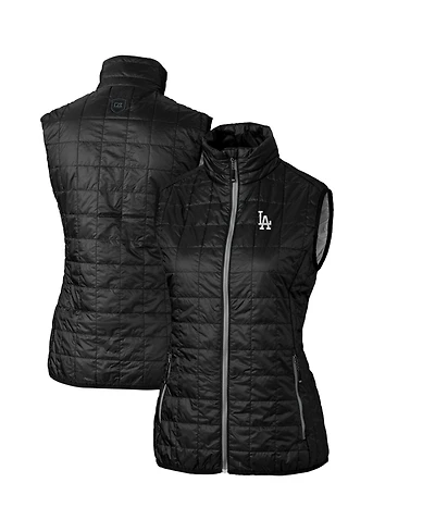 Cutter & Buck Women's Black Los Angeles Dodgers Rainier PrimaLoft Eco Full-Zip Puffer Vest