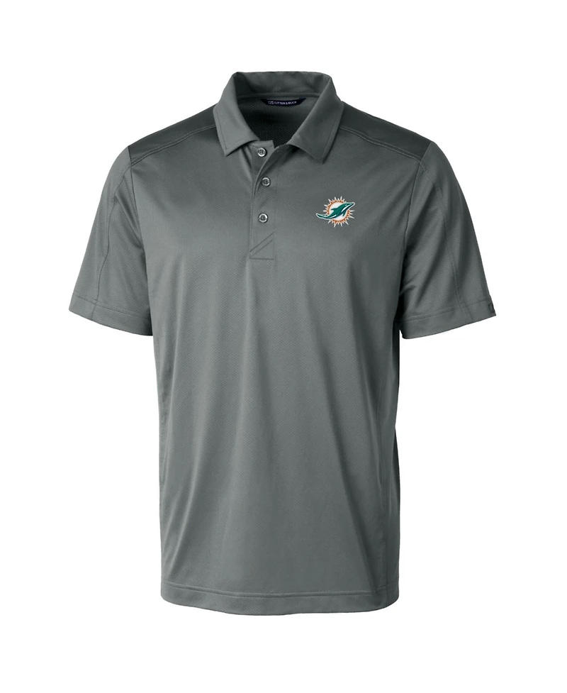 Cutter & Buck Men's Steel Miami Dolphins Prospect Textured Stretch Polo Shirt