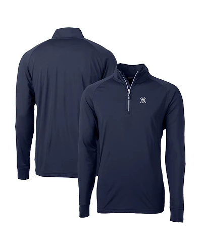 Cutter & Buck Men's Navy New York Yankees Big Tall Adapt Eco Knit Stretch Quarter-Zip Pullover Sweatshirt