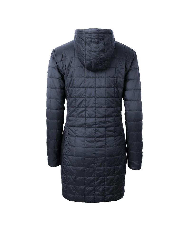 Cutter & Buck Women's Heather Navy Midshipmen Rainier PrimaLoft Eco Hooded Long Coat