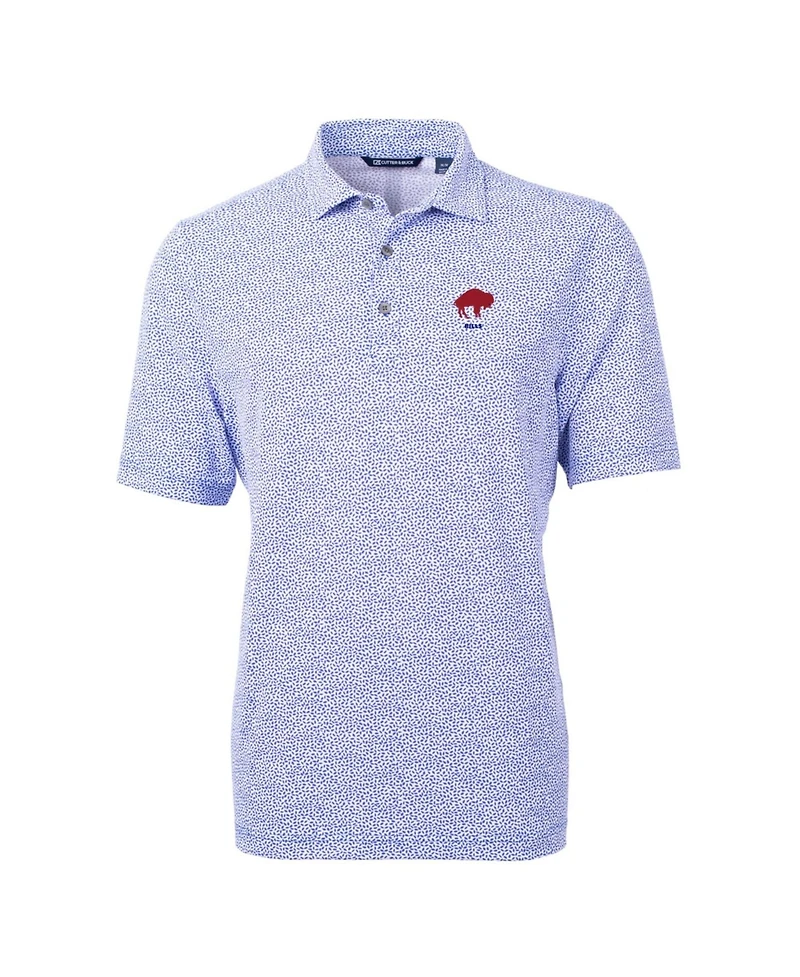 Cutter & Buck Men's Blue Buffalo Bills Throwback Logo Virtue Eco-Pique Botanical Polo Shirt
