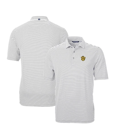 Cutter & Buck Men's Gray Missouri Tigers Throwback Logo Virtue Eco Pique Stripe Polo Shirt