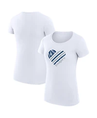 G-iii 4Her by Carl Banks Women's White Los Angeles Dodgers Super-Slim Fit Lightweight Heart Graphic T-Shirt