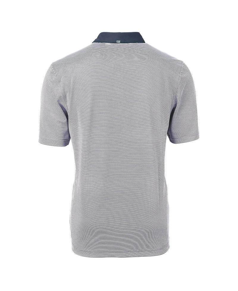 Cutter & Buck Men's Navy Los Angeles Dodgers Americana Logo Virtue Eco Pique Stripe Polo Shirt