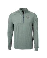 Cutter & Buck Men's Heather Green Philadelphia Eagles Adapt Eco Knit Heathered Quarter-Zip Pullover Sweatshirt