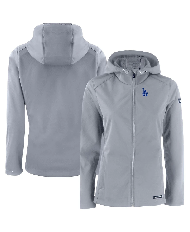 Cutter & Buck Women's Gray Los Angeles Dodgers Evoke Eco Softshell Full-Zip Jacket