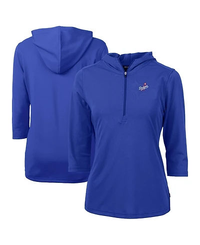 Cutter & Buck Women's Blue Los Angeles Dodgers DryTec Virtue Eco Pique 3/4-Sleeve Half-Zip Pullover Hoodie