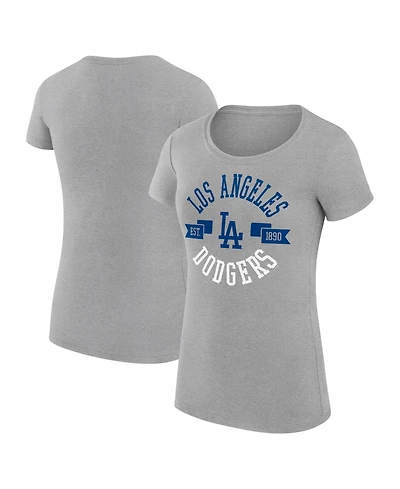 G-iii 4Her by Carl Banks Women's Heather Gray Los Angeles Dodgers Super-Slim Fit Lightweight City Graphic T-Shirt