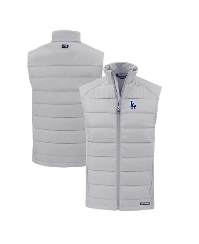 Cutter & Buck Men's Gray Los Angeles Dodgers Evoke Hybrid Eco Softshell Full-Zip Vest