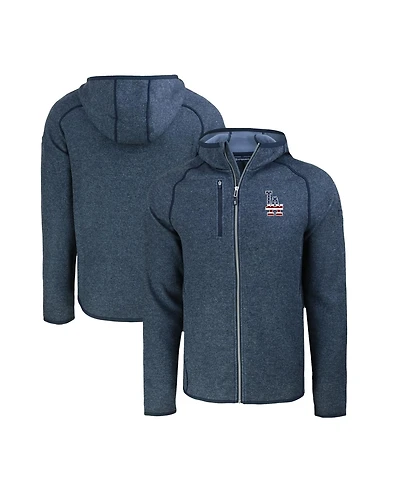 Cutter & Buck Men's Heather Navy Los Angeles Dodgers Stars Stripes Mainsail Sweater-Knit Full-Zip Hoodie