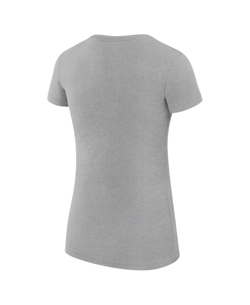 G-iii 4Her by Carl Banks Women's Heather Gray New York Yankees Super-Slim Fit Lightweight Collage Team Graphic Crew Neck T-Shirt