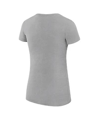 G-iii 4Her by Carl Banks Women's Heather Gray New York Yankees Super-Slim Fit Lightweight Collage Team Graphic Crew Neck T-Shirt