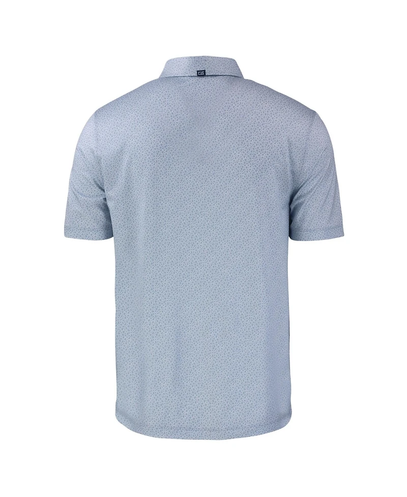 Cutter & Buck Men's Gray New York Yankees Pike Eco Pebble Print Stretch Polo Shirt