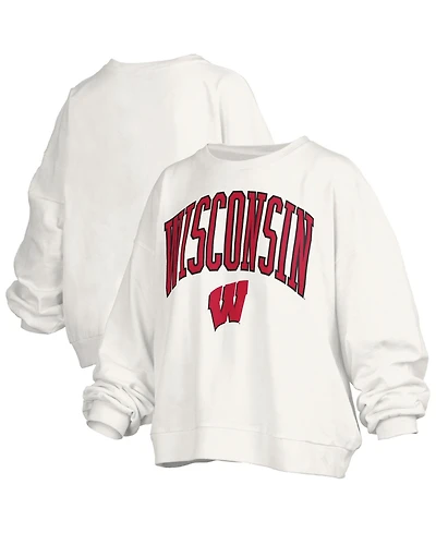 Pressbox Women's White Wisconsin Badgers Janise Fleece Sweatshirt