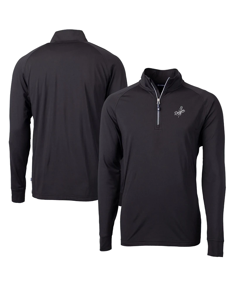 Cutter & Buck Men's Black Los Angeles Dodgers Big & Tall Adapt Eco DryTec Raglan Quarter-Zip Jacket