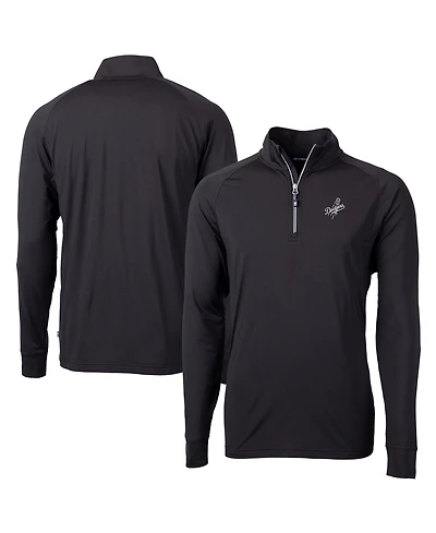 Cutter & Buck Men's Black Los Angeles Dodgers Big & Tall Adapt Eco DryTec Raglan Quarter-Zip Jacket