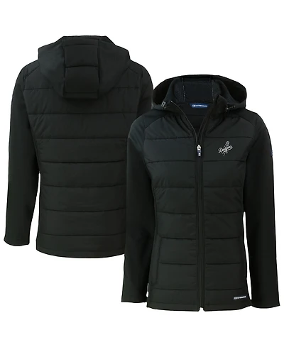 Cutter & Buck Women's Black Los Angeles Dodgers Evoke Hybrid Eco Softshell Full-Zip Hooded Jacket