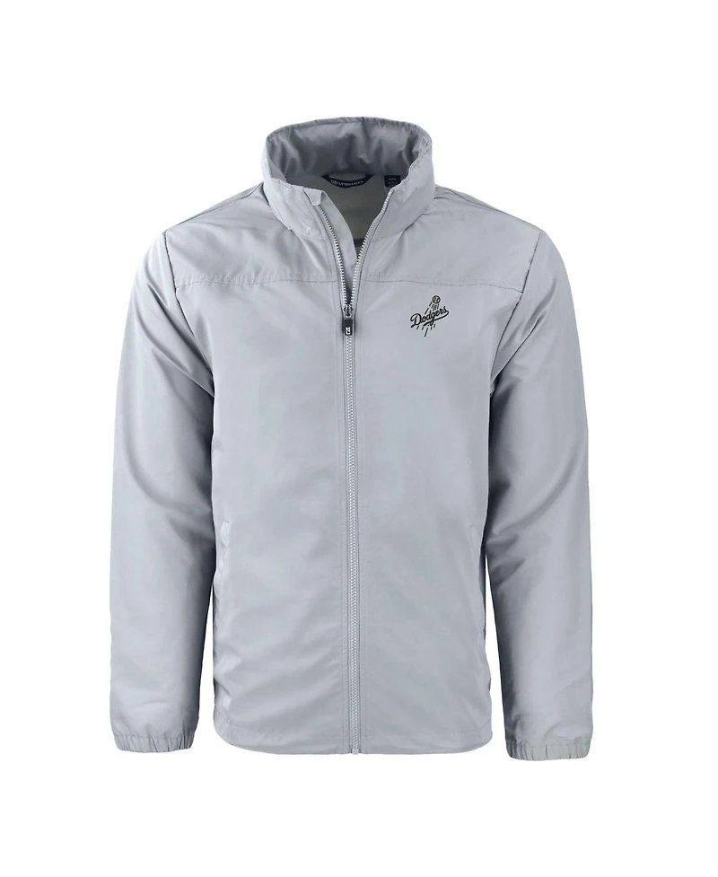 Cutter & Buck Men's Gray Los Angeles Dodgers Charter Eco Full-Zip Hoodie Jacket