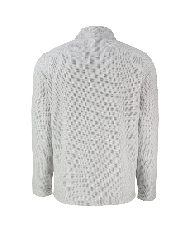 Cutter & Buck Men's Gray New York Yankees Hunts Point Eco Textured Fleece Half-Snap Sweatshirt