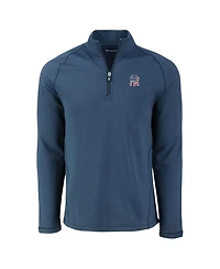 Cutter & Buck Men's Heather Navy New York Yankees Peshastin Eco Fleece Raglan Quarter-Zip Sweatshirt