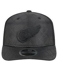 New Era Men's Black Detroit Red Wings Quilted Nylon 9SEVENTY Adjustable Trucker Hat