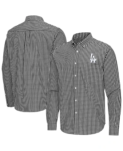 Antigua Men's Los Angeles Dodgers Ellis Woven Tri-Blend Button-Down Shirt