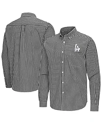 Antigua Men's Los Angeles Dodgers Ellis Woven Tri-Blend Button-Down Shirt