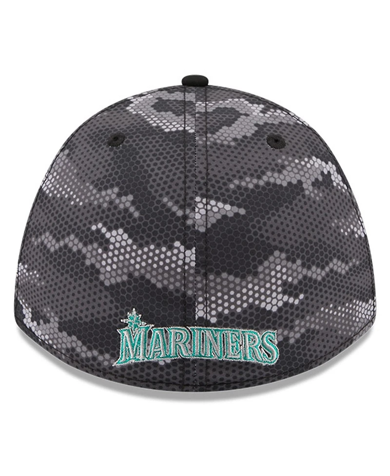 New Era Men's Black Seattle Mariners Camo 39THIRTY A-Frame Flex Hat