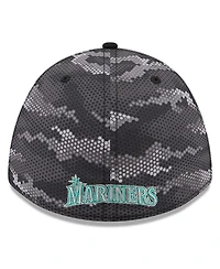 New Era Men's Black Seattle Mariners Camo 39THIRTY A-Frame Flex Hat