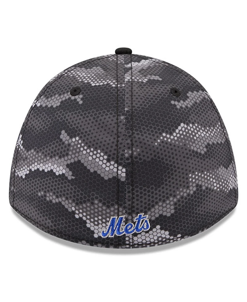 New Era Men's Black York Mets Camo 39THIRTY A-Frame Flex Hat