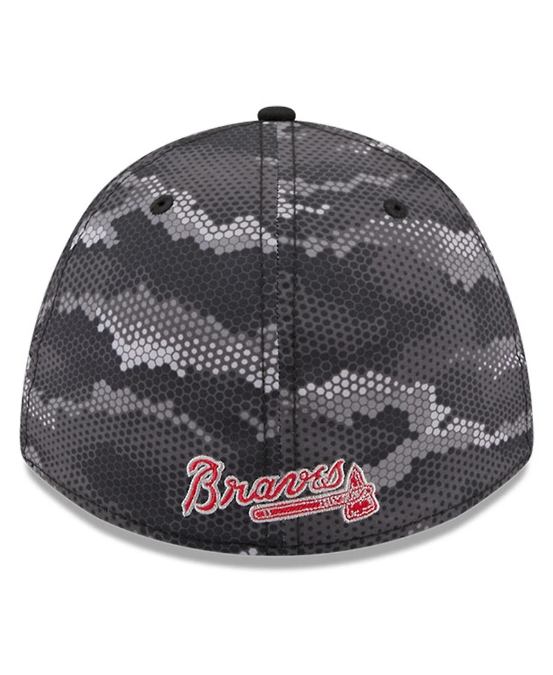 New Era Men's Black Atlanta Braves Camo 39THIRTY A-Frame Flex Hat