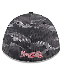 New Era Men's Black Atlanta Braves Camo 39THIRTY A-Frame Flex Hat